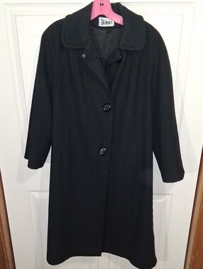 Vintage Jack Klein Black Wool-Blend Single-Breasted Pea Coat - M - Full Length